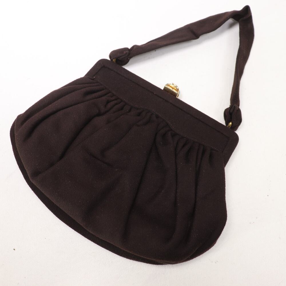 Vtg Morris Moskowitz Satchel Handbag Women S Brown Wool Pleated Lined Latch Bag